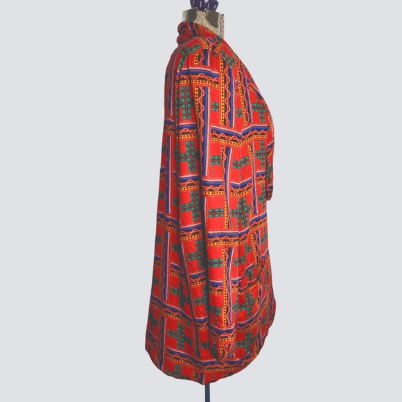 Vintage 80's Simon Chang red and green blazer in size 16 - Picture 3 of 13